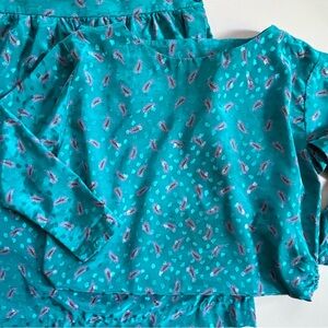 VINTAGE 80s 90s Paisley Print Matching Skirt Blouse Two Piece Set